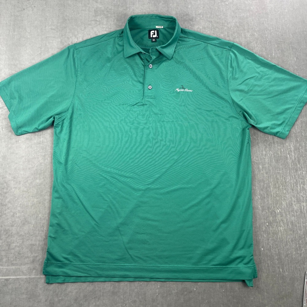 FootJoy‎ Mens X-Large Green Polo Shirt Mystic Dunes Golf Performance Striped